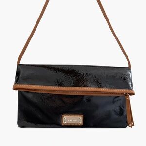 Nine West patent leather Black and Brown Women's Bag (strap is removable!)